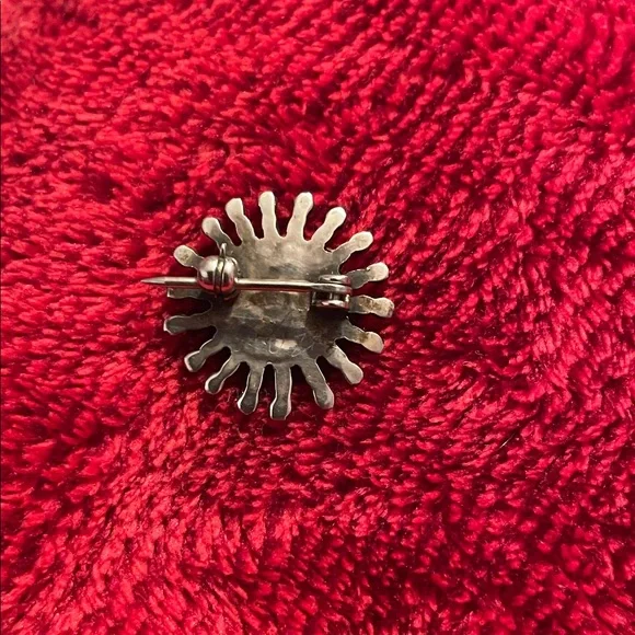 Zuni Sterling Silver Needle Point Turquoise Brooch Pin. - Picture 5 of 8